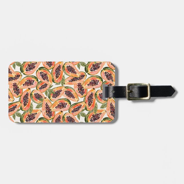 Papaya Fruit Watercolor Gepäckanhänger (Vorderseite horizontal)