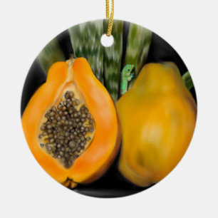 Papaya Gecko Keramik Ornament