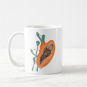 Papaya Hand Drawn Lettering Tropisches Obst Kaffeetasse