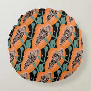 Papaya-Hand Tropisches Frucht-Abstraktes Muster Rundes Kissen