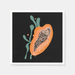 Papaya Handgezeichnete Schrift Tropische Frucht Serviette
