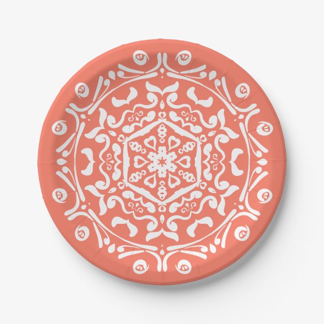 Papaya Mandala Pappteller (Vorderseite)