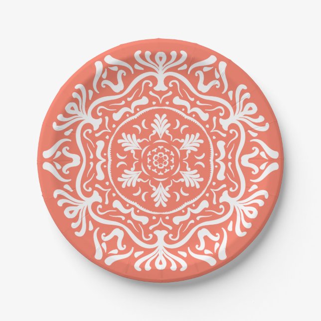 Papaya Mandala Pappteller (Vorderseite)