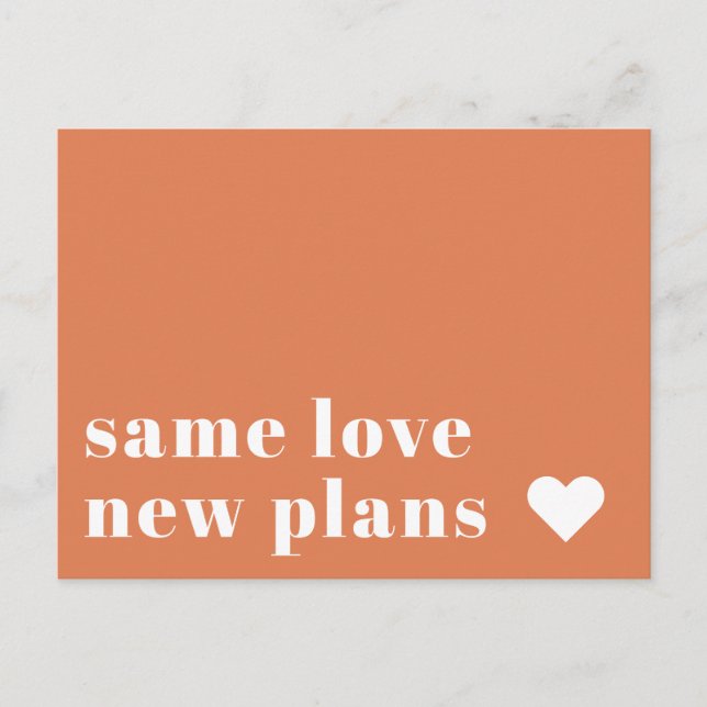 Papaya | Moderne Hochzeitserklärung Postkarte (Vorderseite)