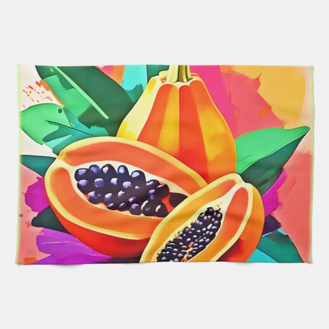 Papaya-Pop in Scheiben Geschirrtuch (Horizontal)