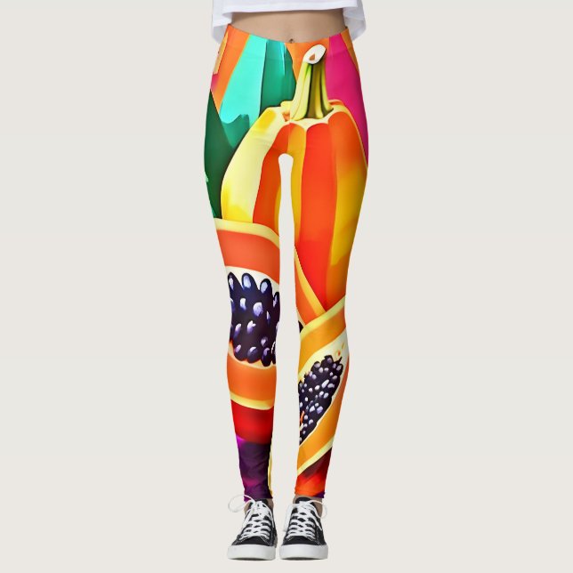 Papaya-Pop in Scheiben Leggings (Vorderseite)