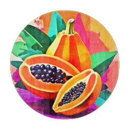 Papaya-Pop in Scheiben Schneidebrett