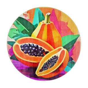 Papaya-Pop in Scheiben Schneidebrett