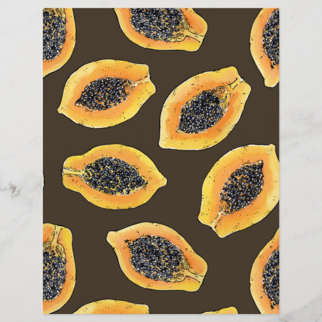 Papaya-Scheiben auf dunkelbraun (Vorderseite)