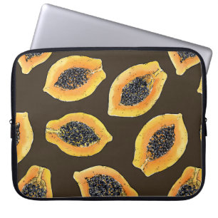 Papaya-Scheiben auf dunkelbraun Laptopschutzhülle