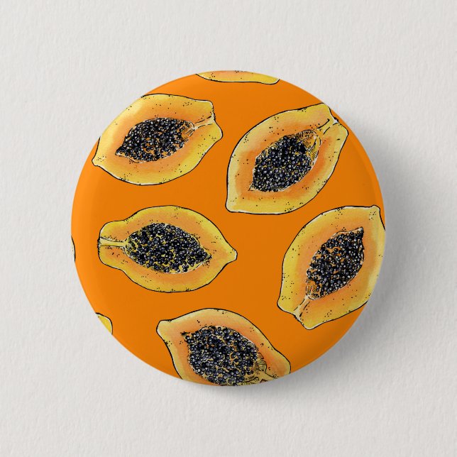 Papaya-Scheiben auf Orange Button (Vorderseite)