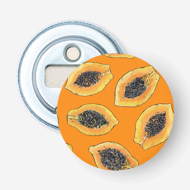 Papaya-Scheiben auf Orange Flaschenöffner (Vorderseite)