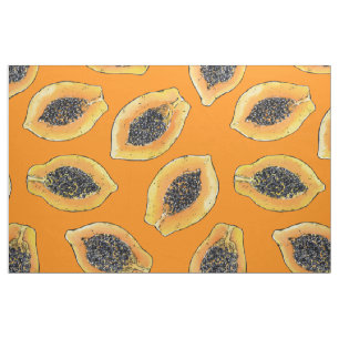 Papaya-Scheiben auf Orange Stoff