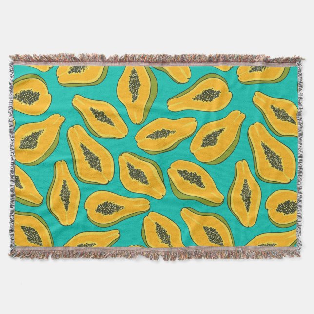 Papaya-Scheiben auf Türkis Decke (Vorderseite)