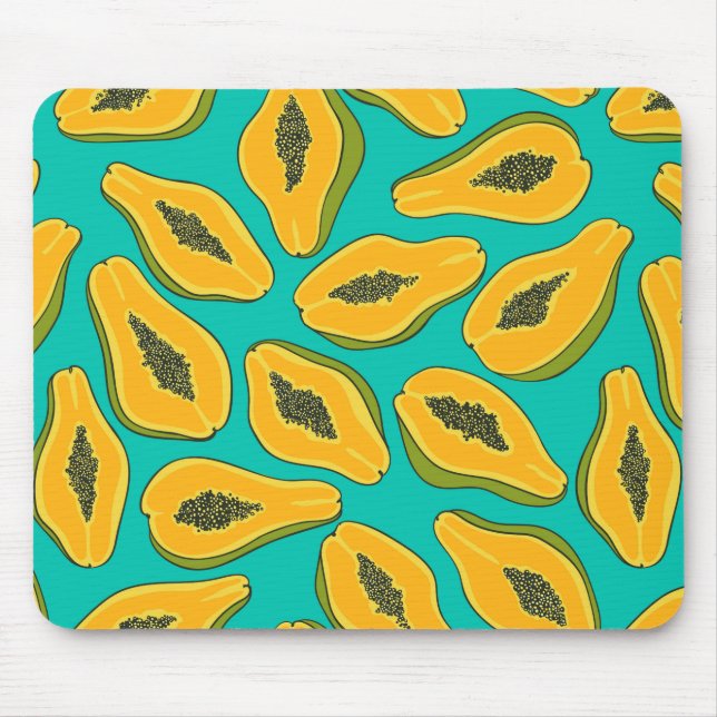 Papaya-Scheiben auf Türkis Mousepad (Vorne)