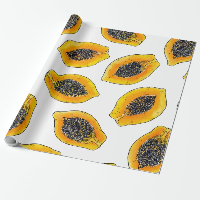 Papaya-Scheiben Geschenkpapier (Ungerollt)