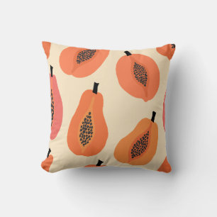 Papaya Sunset Held & Black Seed Floral  Kissen