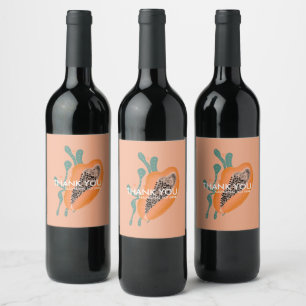 Papaya Tropical Frucht Abstrakt Vielen Dank Weinetikett