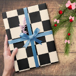 Papaya und Black Checker Checkerboard Vintag Geschenkpapier<br><div class="desc">Papaya und Black Checker Karton,  Vintages Wrapping Paper</div>