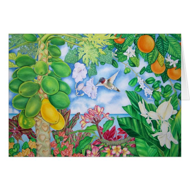 Papayas mit Kolibri (Vorderseite (Horizontal))