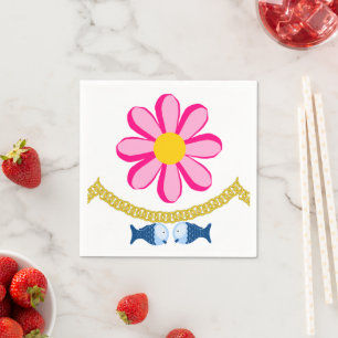 Papayeitrinde, rosa Blume Gold Kettenfisch Serviette