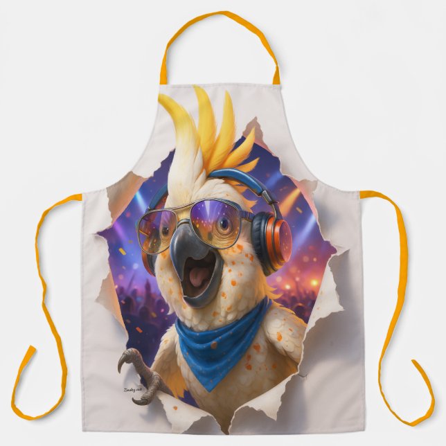 Papegaai Kookschort – Kleurrijk en Muzikaal Design Schürze (Vorderseite)