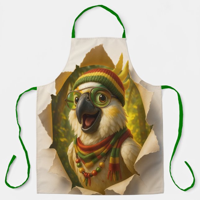 Papegaai Kookschort – Vrolijk Tropisch Design Schürze (Vorderseite)