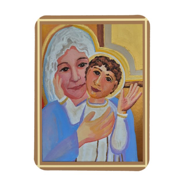 Papegewicht Madonna und Kind Icon Magnet (Vertikal)