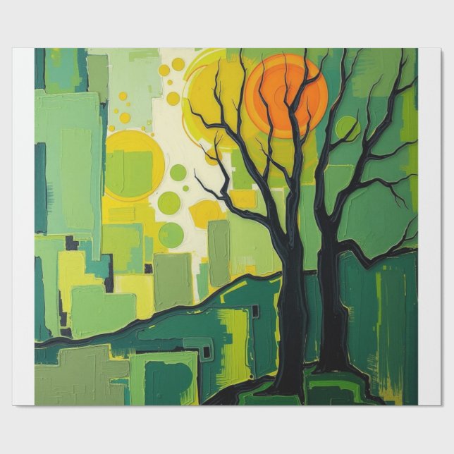 Papel de Presente com paisagem verde Geschenkpapier (Flach)