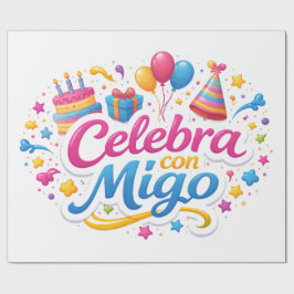 Papel de Regalo con Diseño “Celebra Conmigo” | Env Geschenkpapier