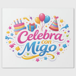 Papel de Regalo con Diseño “Celebra Conmigo” | Env Geschenkpapier