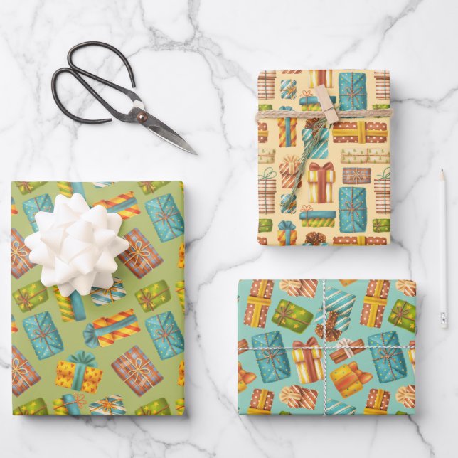 Papel de regalo con estampado de regalitos geschenkpapier set (Vorderseite)