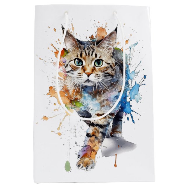 Papel De Regalo Gato en movimiento: belleza y grac Mittlere Geschenktüte (Vorderseite)