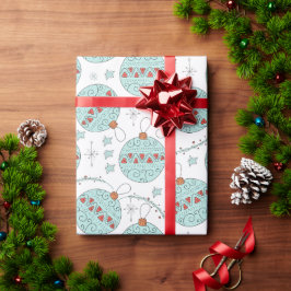 Papel de regalo navideño bolas turquesa geschenkpapier