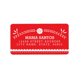 Papel Picado Address Labels - Red Adressaufkleber