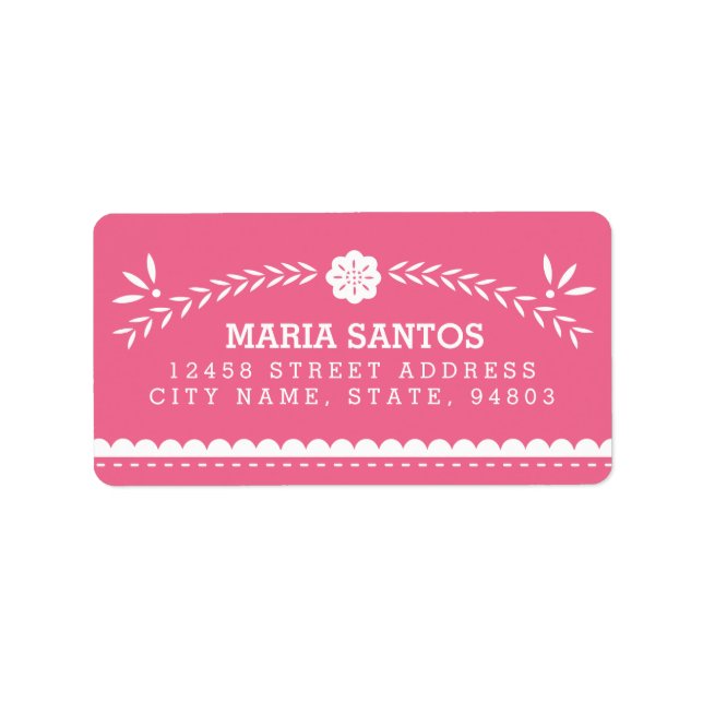 Papel Picado Adress Labels - Rosa Adressaufkleber (Vorne)