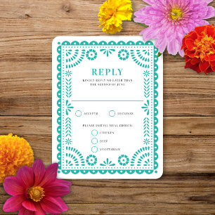 Papel Picado Aqua RSVP-Karte für Hochzeitserwide RSVP Karte