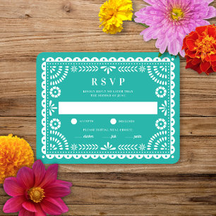 Papel Picado Aqua RSVP-Karte für Hochzeitserwide RSVP Karte