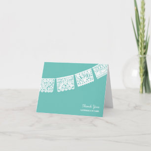 Papel Picado Aqua Wedding danken Ihnen zu Dankeskarte