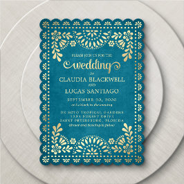 Papel Picado Aquamarin Hochzeitseinladung Einladung