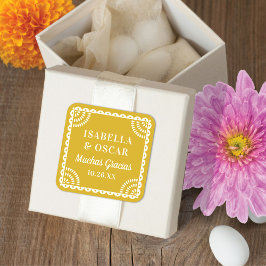 Papel Picado Aufkleber für gelbe Gastgeschenk Hoch