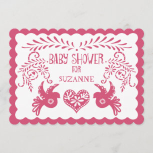 Papel Picado Baby Girl Dusche Rosa Orange Fiesta Einladung