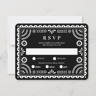 Papel Picado Black   RSVP-Karte für Hochzeitserwid RSVP Karte