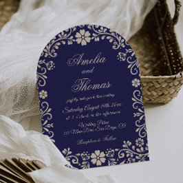 Papel Picado Blaue Mexikanische Hochzeit Einladung
