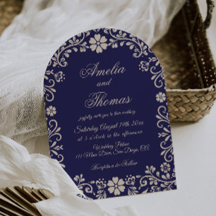 Papel Picado Blaue Mexikanische Hochzeit Einladung