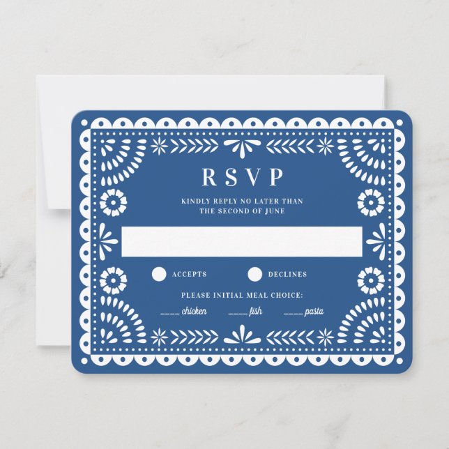 Papel Picado Blue | RSVP-Karte für Hochzeitserwide RSVP Karte (Vorderseite)