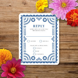 Papel Picado Blue | RSVP-Karte für Hochzeitserwide RSVP Karte