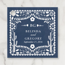 Papel Picado Boda Mexican Rustic Blue Wedding Geschenkanhänger