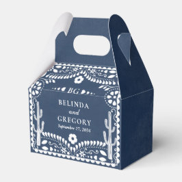 Papel Picado Boda Mexican Rustic Blue Wedding Geschenkschachtel