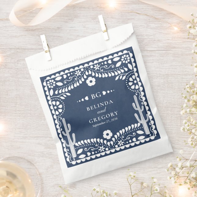 Papel Picado Boda Mexican Rustic Blue Wedding Geschenktütchen (Ausgeschnitten)